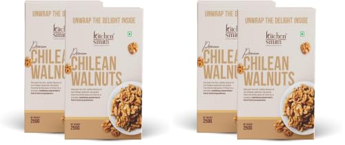 Image of KitchenSmith Chilean Walnuts - Pack of 4 (250gm Each) | Delicious & Crunchy | High In Anti-Oxidants | Premium Walnuts | Akhrot | Rich In Omega-3 | Healthy Snack