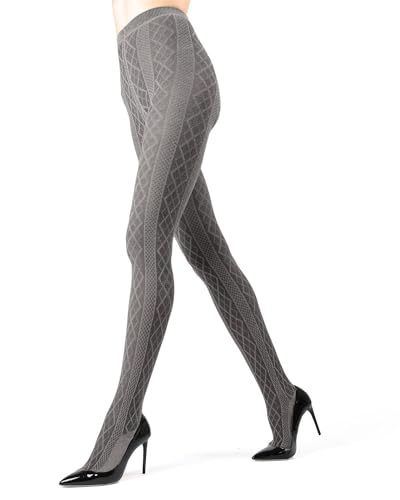 Image of MeMoi Juneau Diamonds Cotton Tights for Women, Cozy and Elegant Sweater Tights - Sizes Small to X-Large
