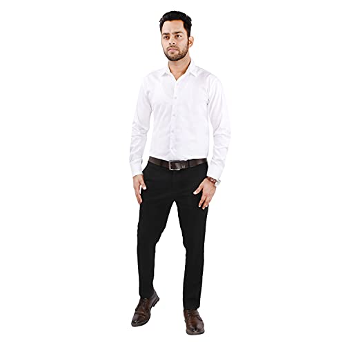 Image of Men's Solid Cotton Blend Formal Shirt with Pocket | Plain Design with Spread Collar & Full Sleeves - Regular Fit (Pack of 2)