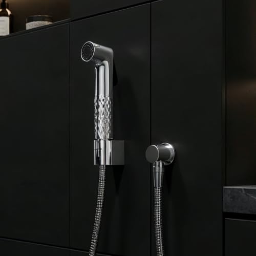 Image of Hindware ABS Health Faucet with 1.2m SS Flexible Hose | Durable ABS Body | Ergonomic Jet Spray with Smooth Trigger | Corrosion-Resistant Hose | for Personal Hygiene & Toilet Cleaning