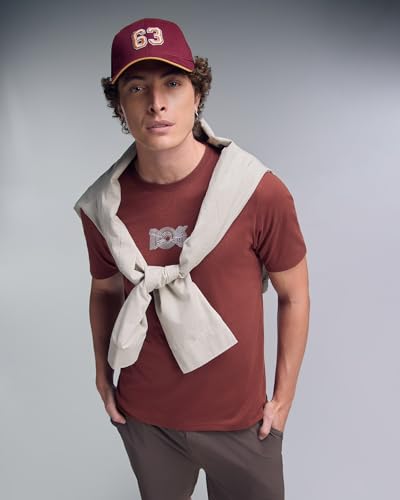Image of Men's Cotton-Polyester Crew Neck Half Sleeve Relaxed Fit Tee | Workout-from-Home Casual Sports T-Shirt for Travel, Cafes, Walks & Lounge (XM1005)