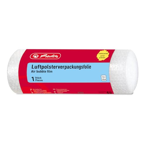 Herlitz Luftpolsterfolie, gerollt, 1 Rolle im Polybeutel, 5 m x 40 cm