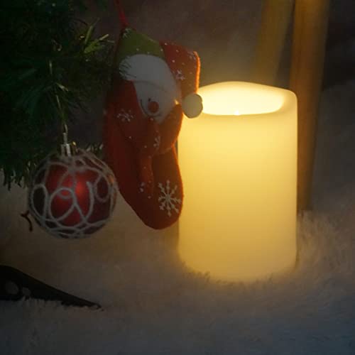 Image of CANDLE CHOICE Waterproof Outdoor Battery Operated Flameless Candle with Timer Large Plastic Resin Bright Flickering Electric LED Pillar Lantern Patio Garden Wedding Christmas Decorations 4 inch(D)x6 inch(H)