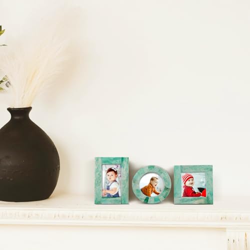 Handicrafts Home Small Green Picture Frames Set of 3, Mini Frames for Baby Photos Nursery Decor & Kids Room Decor, Victorian Decor for Gallery Wall and Tabletop, Ultrasound Keepsake, Mini Frames Gifts