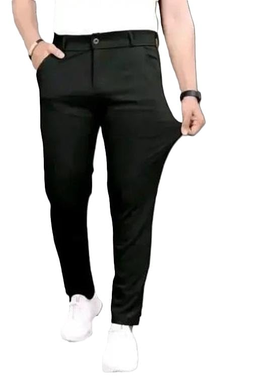 Men’s Slim Fit Ankle Length Black Trousers Formal Pants | Lightweight, Comfortable-picture-16