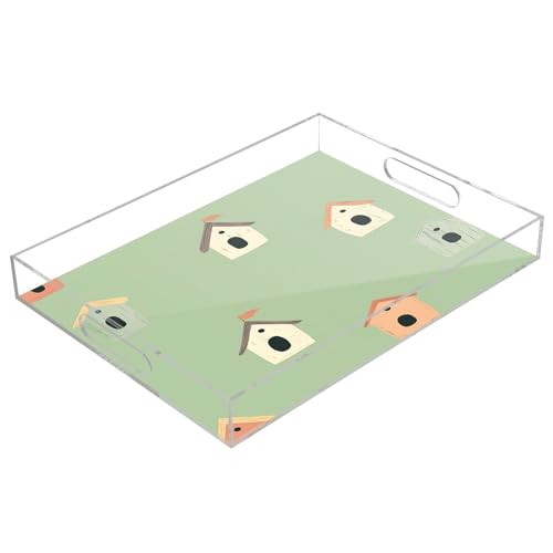 BOESI Graffiti Cabin Pattern Acrylic Decorative Dining Tray, Acrylic Decorative Tray Organizer with Handle for Kitchen, Dining Room, Bathroom, Dresser
