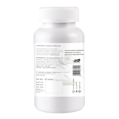 Image of 7vik Aatmashakti (Triphala 90 Tablets) 750mg - Supports Healthy Digestion | Improves Bowel Wellness| Relieves Constipation (Pack of 1)