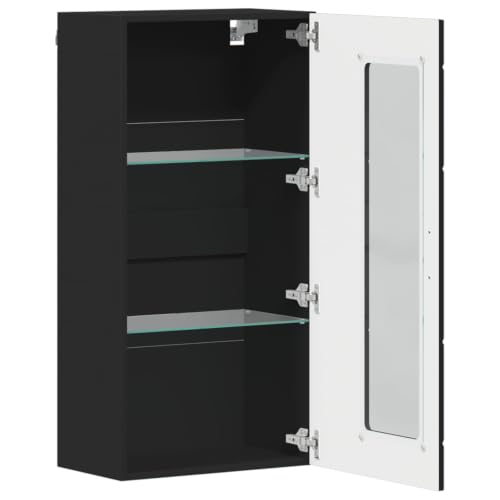 Armario de madera para salon pequeño con amplio almacenamiento negro mate Mangloder de interior 5