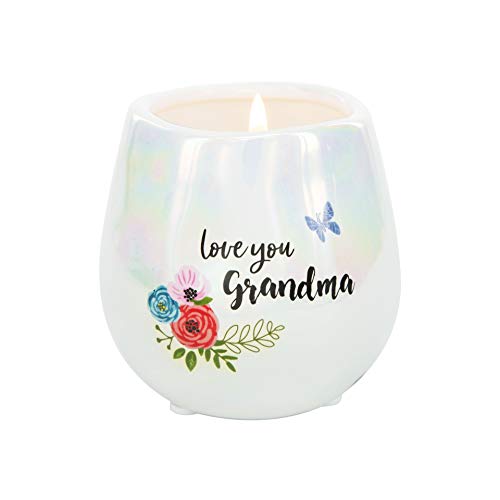 Pavilion Gift Company Love You Grandma-8 Oz 100% Soy Wax Candle With Cotton Wick In Stoneware Vessel Serenity Scented, White #TOP25