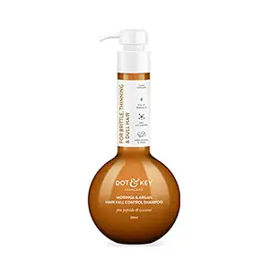 Dot & Key Moringa & Argan Hairfall Control Shampoo With Pea Peptide & Cysteine | For Dull & Thinning Hair | For Dry and Frizzy Hair | Sulphate Free, Paraben Free | Reduces Hair Fall | For Women & Men | 350ml