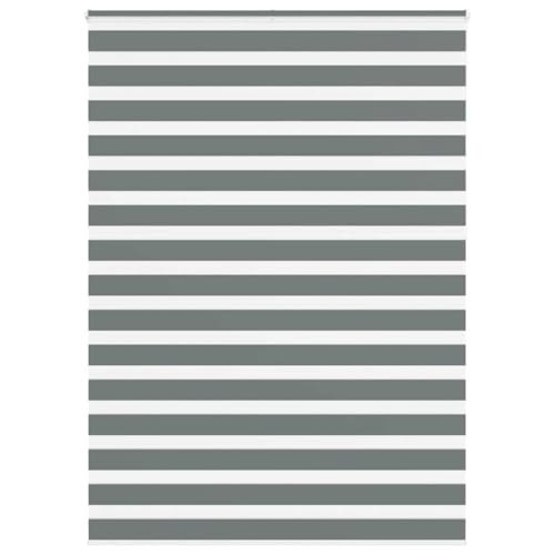 Mokuyary Cebra persiana gris oscuro 155 x 230 cm ancho de tela 150 cm poliéster día y noche cebra persiana enrollable fácil de montar para ventana y puerta