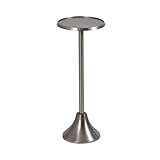 Kate and Laurel Sanzo Modern Pedestal Drink Table, 9 x 9 x 23, Antique Nickel, Decorative End Table with Hammered Tabletop for Use as Small Plant Stand or Living Room Martini Table