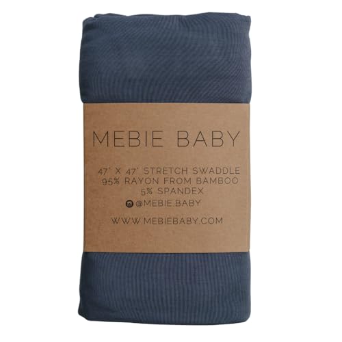 Image of Mebie Baby Charcoal Stretch Swaddle, Modern and Neutral Swaddle Blanket for Baby Girl, Soft Baby Blankets, Newborn Swaddle Blanket, 0-3 Month, Comfy Wrap, Baby Essentials & Gifts (47 inch x 47 inch)