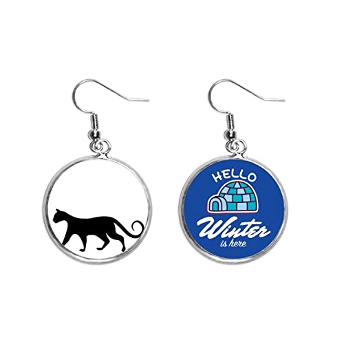 Pendientes de gato negro con silueta artística para amantes de los animales y moda de invierno