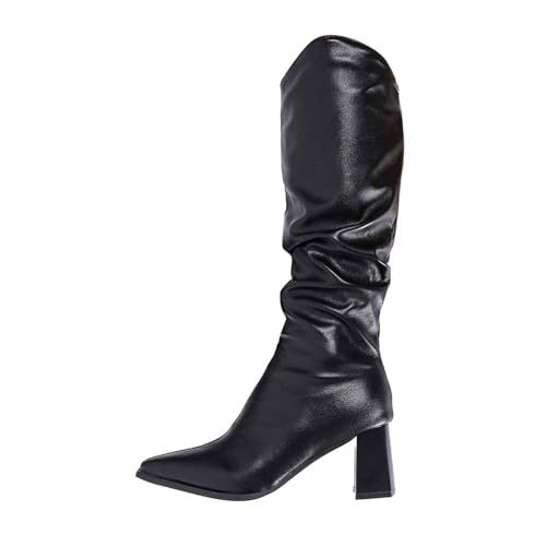 Bottes mi-mollet en cuir de veau pour femme à bout pointu