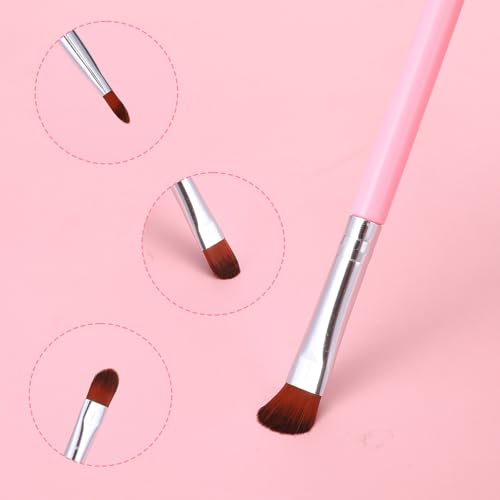 Xthrotsenk 12 Pcs Flat Concealer Brush Flat Eyeshadow Brush Small Eye Makeup Brushes Set Highlighter Brushes for Concealing Small Imperfection Blending Setting Buffing MakeupEye Primer Base (Pink)