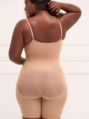 Image of UNDERNEAT Womens Seamless Mid-Thigh Bodysuit | Full Bodyshaper with Adjustable Straps | Made with Premium Airflow+ Fabric | Tummy and Thigh Control Shapewear | All Day Comfort Wear