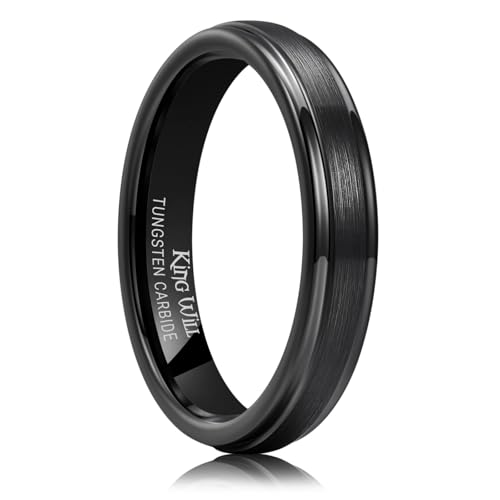 Image of King Will Classic Tungsten Wedding Band for Men, 6 /7 /8 /9 /10mm Widths, Polished Finish Step Edge Matte Rings Comfort Fit