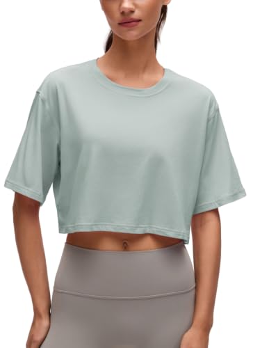 Image of CRZ YOGA Pima Cotton High Neck Crop T-Shirt