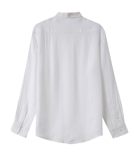 100% Linen Shirts for Men Casual Long Sleeve Button Down Shirts Women's Classic Collar Unisex Clothing2
