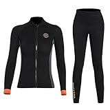 WYYHAA 3MM Neoprene Two Piece Wetsuit, Diving Suit Top and Bottom for Men Women Snorkeling Scuba Diving, Keep Warm, UV Protection,Women,S