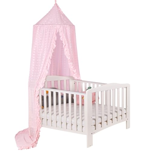 Image of Princess Bed Canopy for Girls - Crib Canopy for Bed - Mosquito Net for Bed, Kids Bed Canopy with Princess Room Decor for Girls Bedroom,Children's Reading Room Decor (Pink)