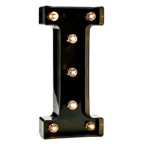 Image of Pooqla Black Light Up Letter I, Marquee Letters Black Room Decor | LED Lighted Letters Birthday Party Decorations, Gifts for Boys Men Christmas Anniversary Night Light Home Bar Room Decoration