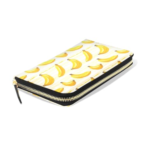 Long Wallets Leather Bifold Wallet for Women Cute Yellow Banana with Zipper Credit Card Holder Large Capacity3