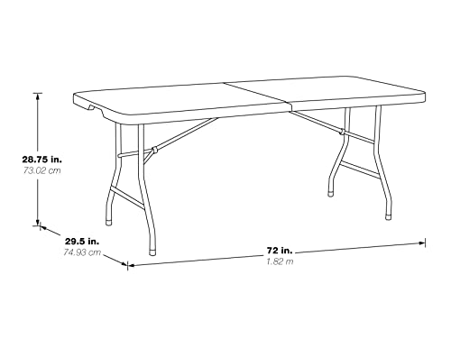 Image of Office Star Resin Rectangle Center-Folding Portable Table for Picnics, Camping, and Tailgating, 6 Feet