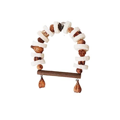 Giocattolo per pappagalli, luffa e sepak Takraw per frutta, altalena per animali domestici, gabbia per uccelli da appendere, in legno naturale, per pappagallini, parrocchetti, cockatiel, conures e