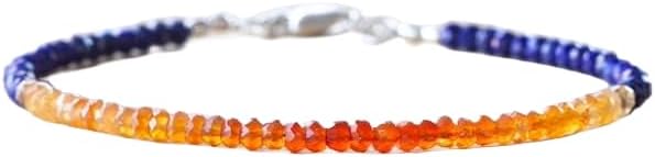 Cornalina y lapislázuli 0.118 in rondelle forma de rondelle cuentas de piedras preciosas de corte facetado pulsera de 7 pulgadas con plata de ley