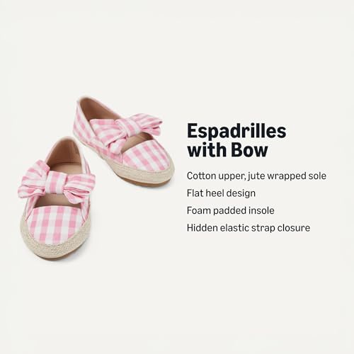 Amazon Essentials x Sofia Grainge Girls' Cotton Espadrilles with Bow, Pink Gingham, 9 Toddler - image 3