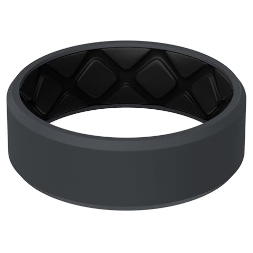 Egnaro Mens Silicone Rings 7.5mm Wide 2.5mm Thick Rubber Bands For Him Ergonomic Beveled Edge Two Tone Waterproof Workout Accessories