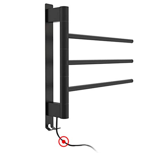 Toallero eléctrico de acero inoxidable 304 negro con acabado premium y giro de 180 grados 2