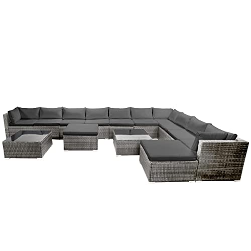 BRAST® XXL Gartenmöbel Lounge Set Alu | 4-12 Personen viele Modelle & Farben | inkl. extra Dicke Kissen | TÜV geprüft | Outdoor Loungemöbel Sitzgruppe Essgruppe Garnitur | Dreams Grau – Bild 6