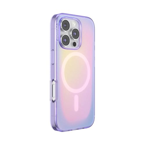 Image of POPSOCKETS Polycarbonate iPhone 16 Pro Protective Case Compatible with Magsafe, Phone Case for iPhone 16 Pro, Wireless Charging Compatible - Aura, Purple