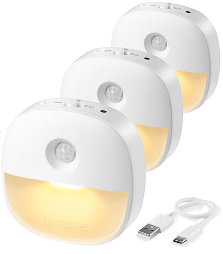 Lyridz Nachtlicht Mit Bewegungsmelder Aufladbar, 3 Stück Led Nachtlicht...