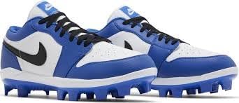 NIKE Jordan 1 Retro MCS Low Men's Baseball Cleats (CJ8524-411, Game Royal/White/Black) Size 8.5