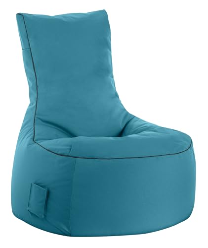 GOUCHEE Design Swing Brava Collection Polyester Upholstered Bean Bag Armless Lounge Chair, X-Large, Turquoise