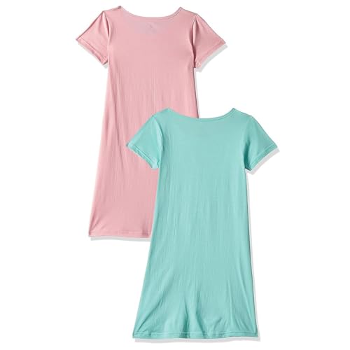 Cloth Theory Cotton Knee Length Girls T-Shirt Nightdress Regular Nightgown (CTGSW_023_Pink & Mint_9-10 Years) - Image 2 thumbnail