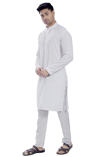 Image of DIVISIVE Men's Sequince Embroidered Cotton Blend Only Slim Fit Kurta