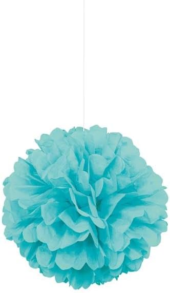 Terrific - Pompón colgante de tejido verde azulado, 16 pulgadas, 1 unidad, vibrante decoración colgante para fiestas y eventos