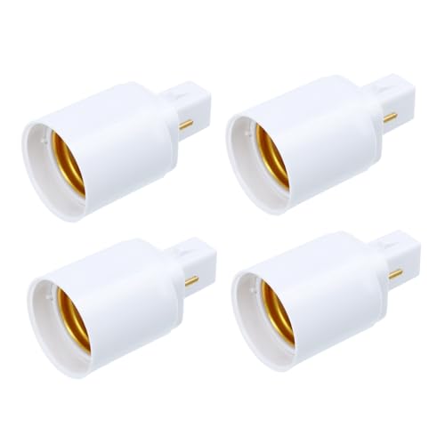 FIXOSHEE Adaptateur G24d Vers E27 à 2 Broches, Coque Pbt Solide, Conversion Douille D'ampoule Led Et Halogène, 4 Pièces, Usage Électrique Domestique, Montage Facile