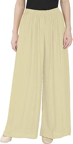 Image of Fancy Star Women Super-Combed Cotton and Rayon Solid Full Length Regular Palazzo