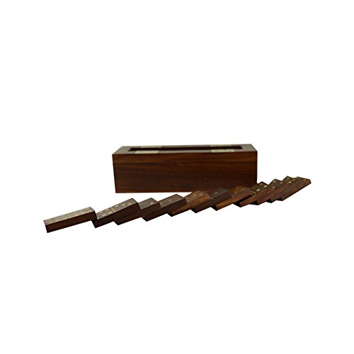 Juego de dominó de madera hecho a mano miniatura 5