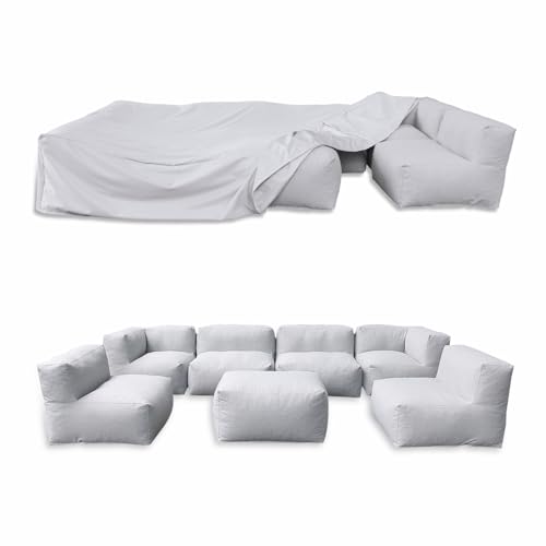 Patio Furniture Covers Waterproof Outdoor Furniture Covers for Winter Outdoor Rectangle Table and Chair Set Covers, Dust Proof Furniture Protective Cover (light gray, sofa set cover)