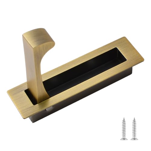 UFURMATE Lot de 1 poignée de porte à encastrer 304 en acier inoxydable brossé pour porte de poche cachée à bord pour placard (Bronze)