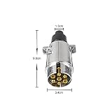 BEIJISTAR 7-pinowe metalowe gniazdo do przyczepy, zgodnie z ISO 1724, 12 V, wodoszczelne, 7-pinowe metalowe złącze zaczepu do przyczepy, do przyczepy kempingowej RV, łodzi (stop aluminium)