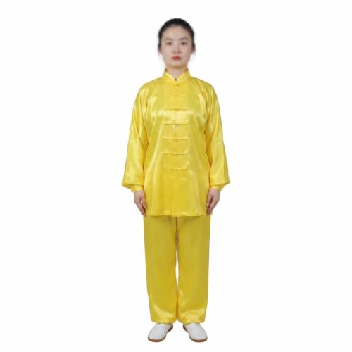Uniforme d'arts martiaux en satin léger noir pour kung fu et tai chi