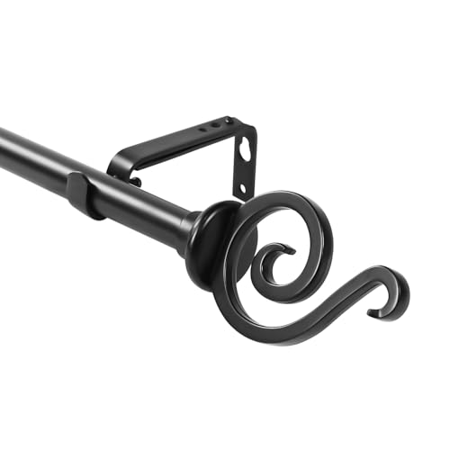 Urbanest Classic Forged Iron French Scroll Window Drapery Rod Set (Black, 48"-84")